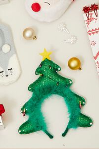 GREEN/MULTI Sequin Christmas Tree Headband, image 4