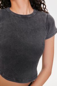 CHARCOAL Cropped Waffle Knit Tee, image 5