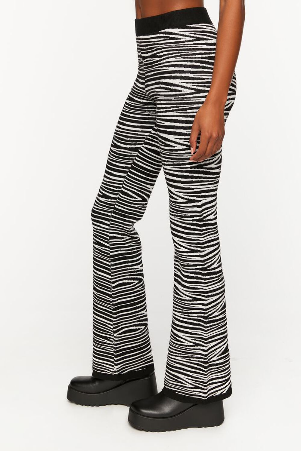 BLACK/WHITE Zebra Print Flare Pants, image 3