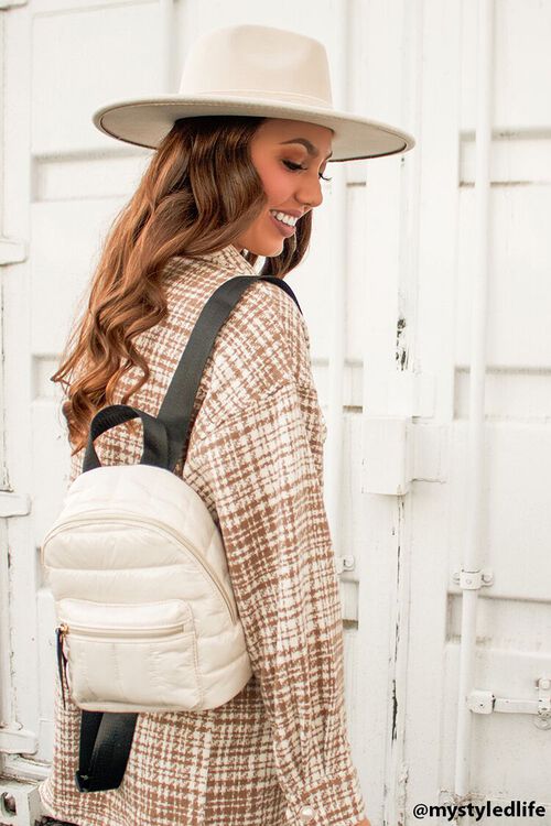 CREAM Quilted Zip-Up Backpack, image 1