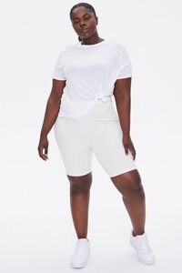 WHITE Plus Size Embossed Biker Shorts, image 5