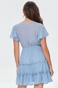 LIGHT BLUE/CREAM Tiered Speckle Print Mini Dress, image 3