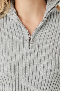 GREY Half-Zip Funnel Neck Sweater, image 5