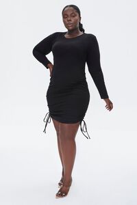 BLACK Plus Size Ruched Drawstring Dress, image 4