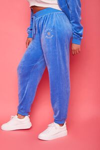 BLUE/SILVER Plus Size Rhinestone Juicy Couture Velour Joggers, image 4