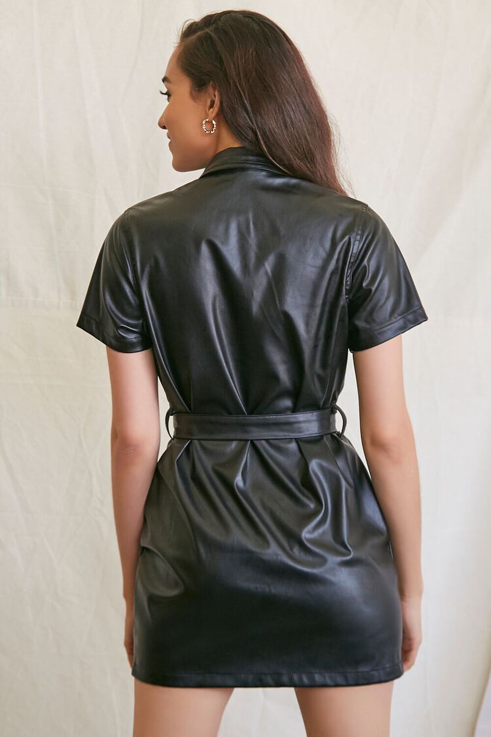 Faux Leather Shirt Dress, image 3