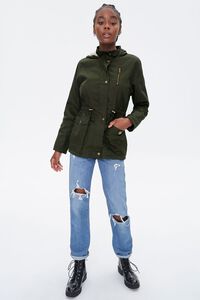 OLIVE Hooded Faux Fur-Lined Drawstring Jacket, image 4