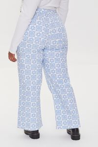 BLUE/WHITE Plus Size Checkered Happy Face Jeans, image 4