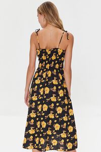 BLACK/MULTI Floral Print Linen-Blend Midi Dress, image 3
