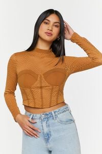 CAMEL Netted Mesh Bustier Top, image 1