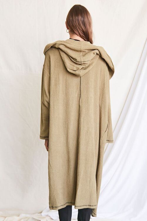 OLIVE/BLACK Hooded Duster Cardigan Sweater, image 3