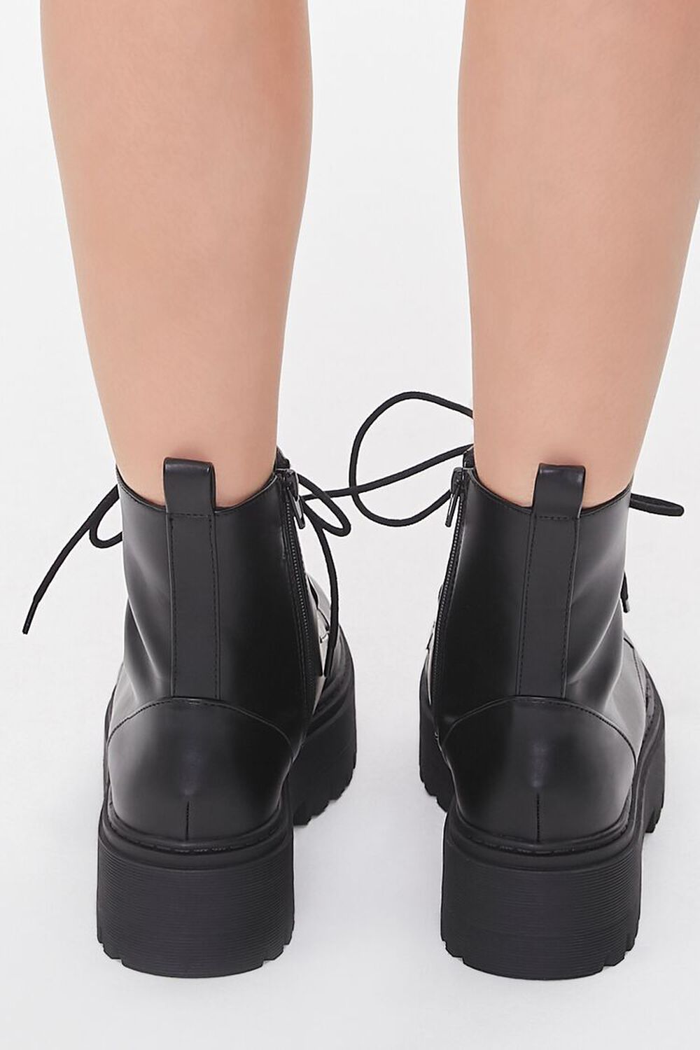 BLACK/BLACK Faux Leather Lace-Up Booties, image 3