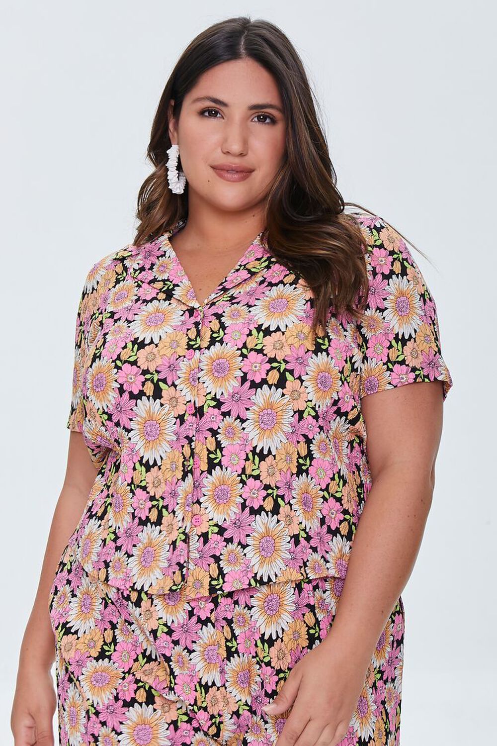 Plus Size Floral Print Shirt, image 1