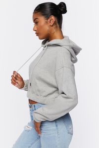 HEATHER GREY French Terry Cropped Hoodie, image 2