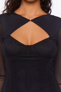 BLACK Mesh Cutout Midi Dress, image 5