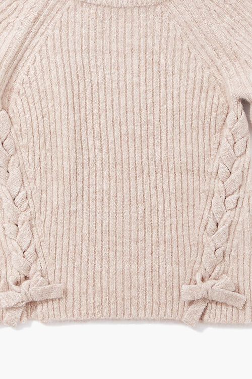 OATMEAL/CREAM Girls Ribbed Bow Sweater (Kids), image 3