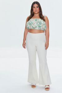 GREEN/MULTI Plus Size Tropical Leaf Cropped Cami, image 4