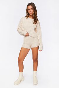 OYSTER GREY Cable Knit Mid-Rise Shorts, image 4