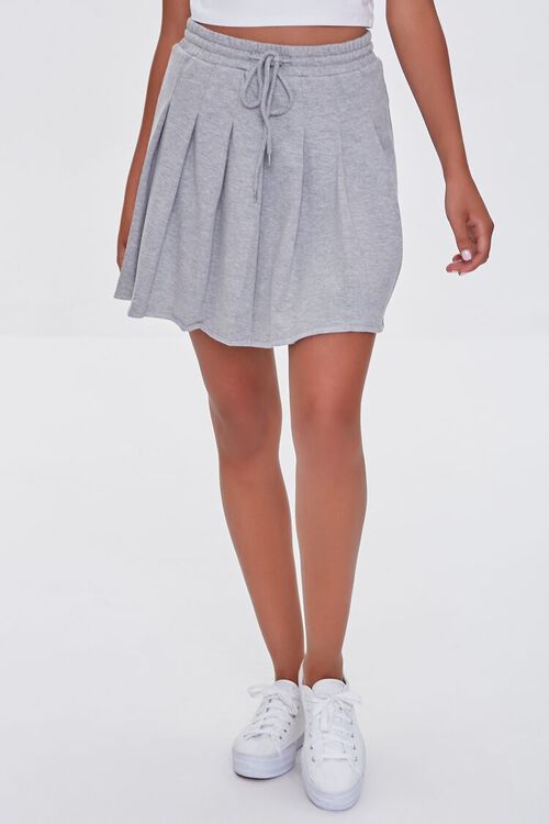 HEATHER GREY Pleated French Terry Skirt, image 2