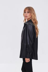 BLACK Faux Leather Drop-Sleeve Jacket, image 3