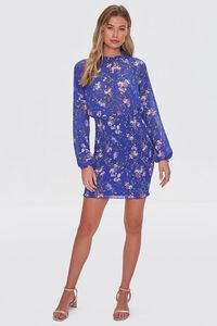 BLUE/MULTI Floral Print Mini Dress, image 4