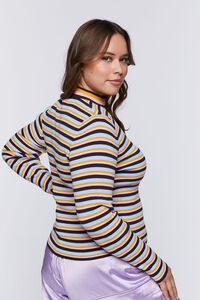 BLACK/MULTI Plus Size Striped Ribbed Turtleneck Sweater, image 3