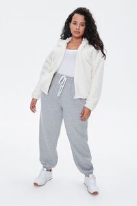 CREAM Plus Size Faux Shearling Zip-Up Hoodie, image 4