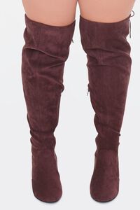 BROWN Faux Suede Knee-High Boots (Wide), image 4