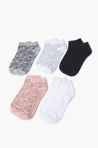 WHITE/MULTI Leopard Print Ankle Socks, image 2