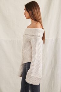 TAUPE Off-the-Shoulder Bell-Sleeve Sweater, image 2