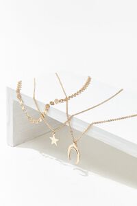 GOLD Star & Horn Pendant Necklace Set, image 2