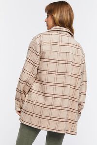 TAN/BROWN Plaid Button-Front Shacket, image 4