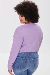 LAVENDER/MULTI Plus Size Floral Cardigan Sweater, image 3