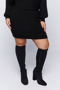 BLACK Plus Size Ribbed Sweater & Skirt Set, image 6