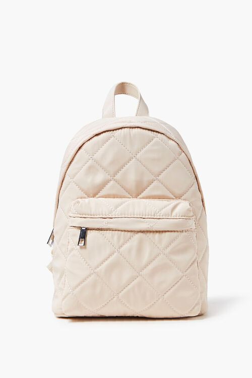 TAUPE Quilted Zip-Up Backpack, image 1