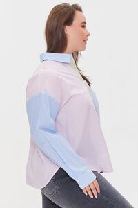 PINK/MULTI Plus Size Colorblock Pocket Shirt, image 2