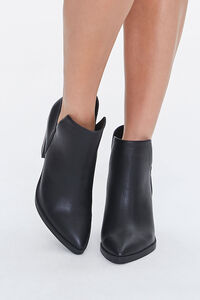 BLACK Faux Leather Pointed Booties, image 4