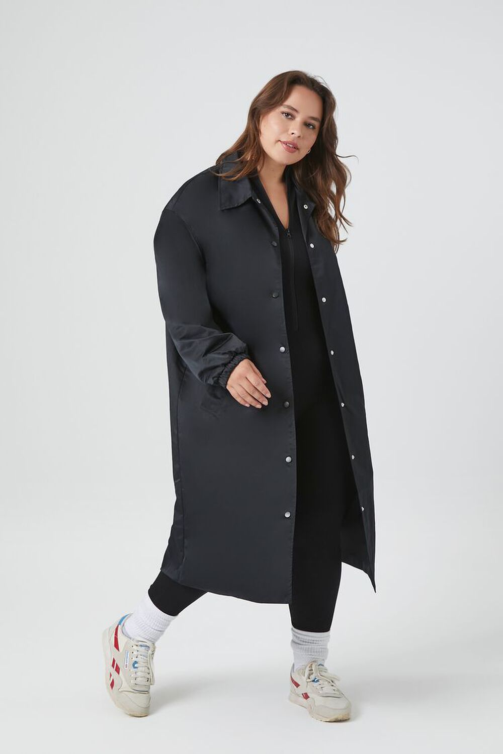 tørst Vice Stirre Plus Size Button-Front Trench Coat