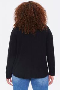 BLACK Plus Size Ribbed Henley Top, image 3