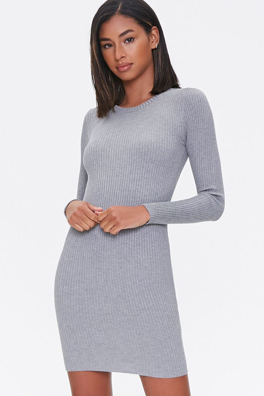 HEATHER GREY Sweater-Knit Mini Dress, image 1