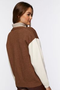BROWN/CREAM Colorblock Cardigan Sweater, image 3