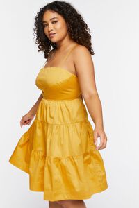 MATTE GOLD Plus Size Tiered Cami Mini Dress, image 2