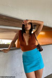 RUST Ruched Plunging Crop Top, image 1