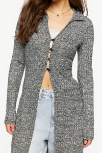 BLACK Marled Longline Cardigan Sweater, image 5