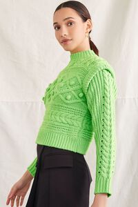 GREEN Pom Pom Cable Knit Sweater, image 2