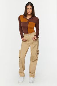 BROWN/WHITE Checkered Cropped Shirt, image 4