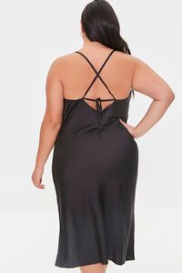 BLACK Plus Size Satin Cami Dress, image 3