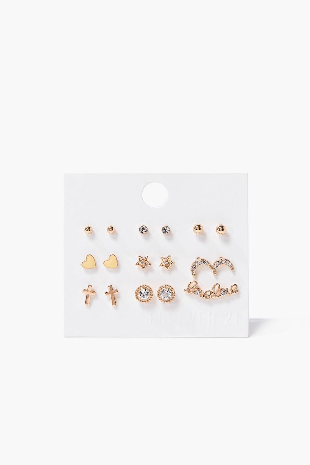 GOLD Heart Charm Variety Stud Earring Set, image 1