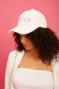 WHITE/PINK Embroidered Juicy Couture Cap, image 3