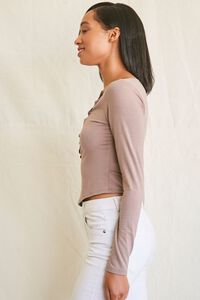 TAUPE Asymmetrical Buttoned Top, image 2